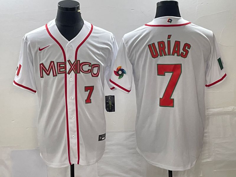 Men 2023 World Cub Mexico #7 Urias White red Nike MLB Jersey3->more jerseys->MLB Jersey